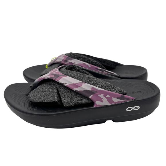 NEW Oofos Oolala Flip Flops Thong Sandals Womens 5 Limited Edition Purple Camo - Picture 2 of 6
